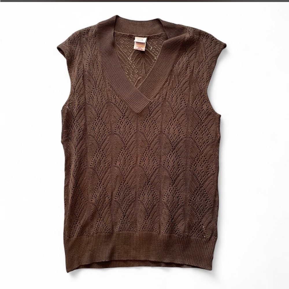 Vintage y2k brown acrylic stretch top sleeveless sweatshirt top Large/Xl fit